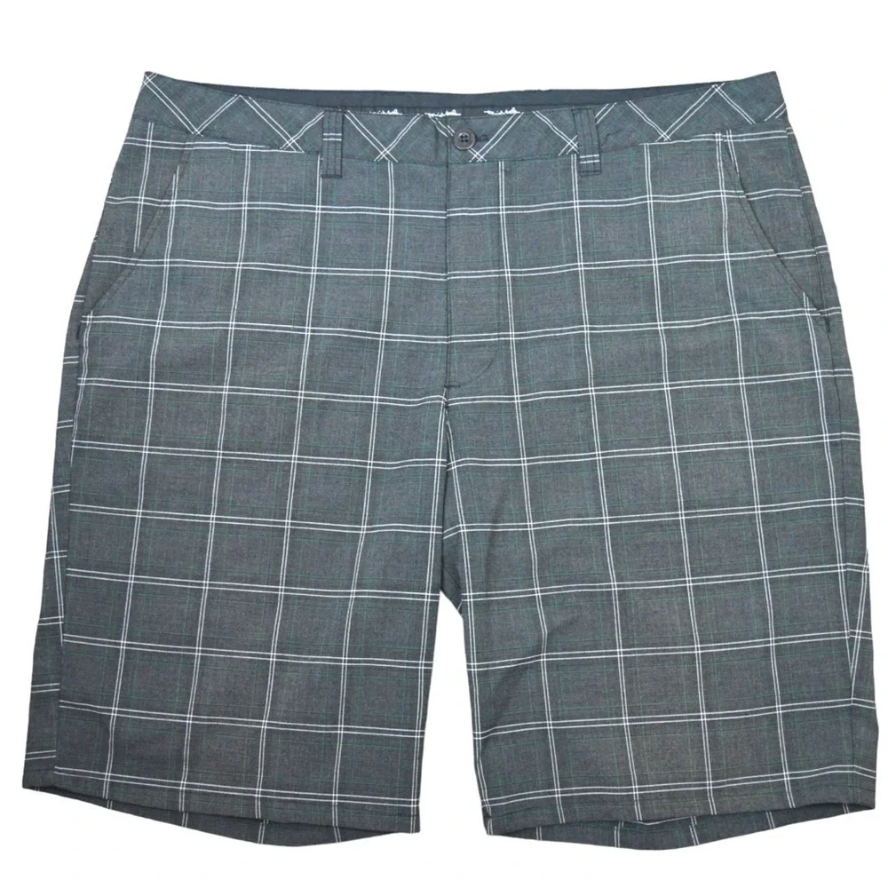 Travis Mathew Gray Casual‎ Men’s Windowpane Print Shorts, Size 38 FLAW